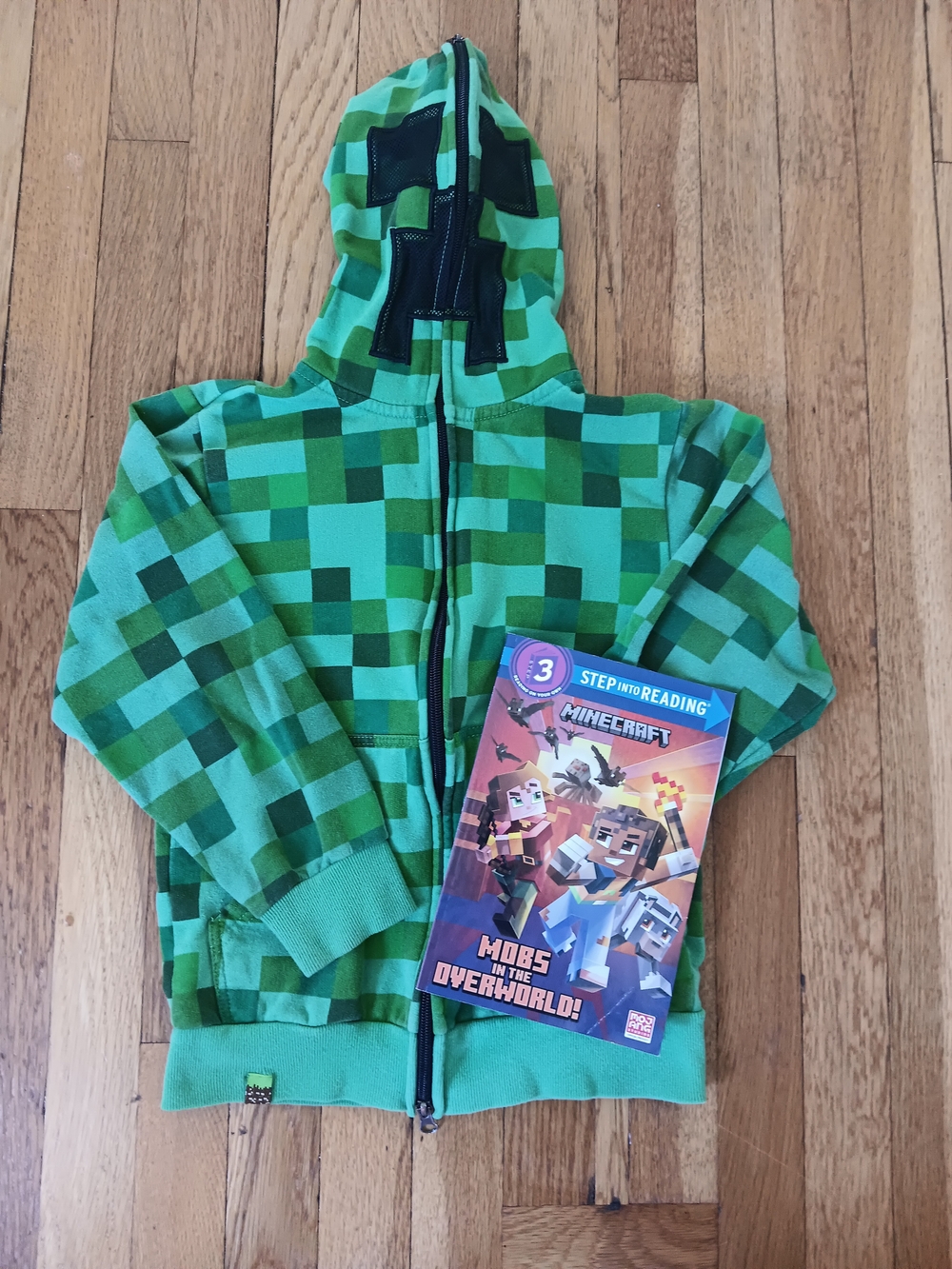 MAD Engine Green Pixel Minecraft Zip-up Hoodie With Minecraft Book